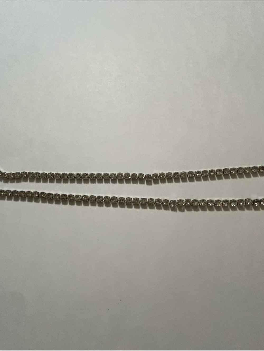 Vintage Silvertone Single Strand Rhinestone Tennis Choker Necklace Formal